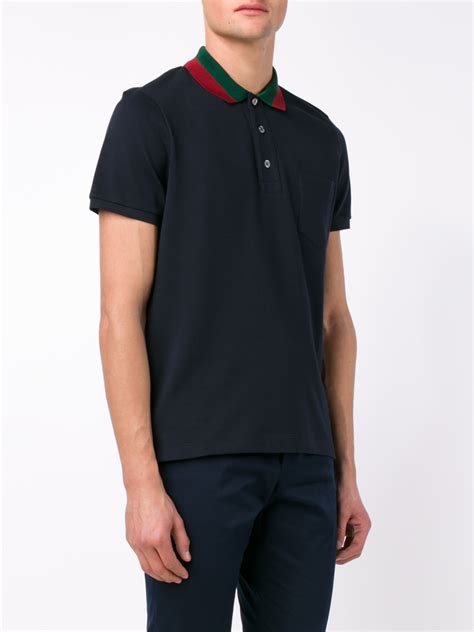 gucci men's collared shirt|gucci navy striped polo shirt.